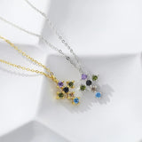 S925 Rainbow Cross Necklace Women Zircon Jewelry