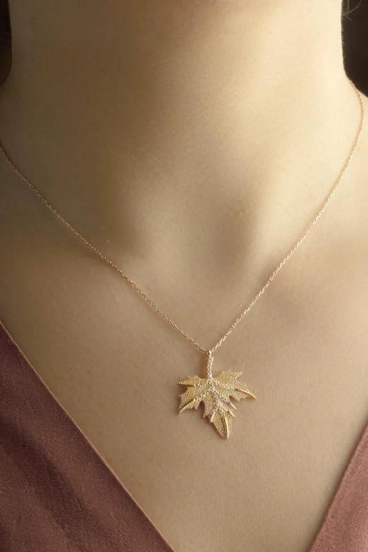 Sycamore Leaves Silver Necklace - Dainty Leaf Necklace