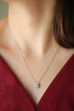Baguette Pendant Necklace, 925 Sterling Silver Rhodium Plated