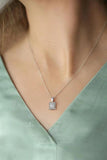 Baguette Pendant Necklace 925 Sterling Silver Rhodium Plated
