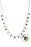 925 Silver Rainbow Round Charm Long Chain Choker Necklace Gift