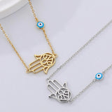 S925 Sterling Silver Palm Necklace Eye Pendant Chain