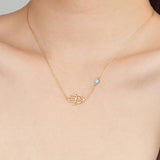 S925 Sterling Silver Palm Necklace Eye Pendant Chain