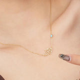 S925 Sterling Silver Palm Necklace Eye Pendant Chain