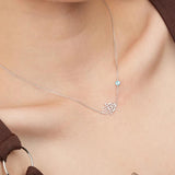 S925 Sterling Silver Palm Necklace Eye Pendant Chain