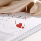 S925 Sterling Silver Red Heart Pendant Necklace for Her