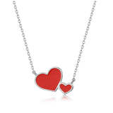 S925 Sterling Silver Red Heart Pendant Necklace for Her