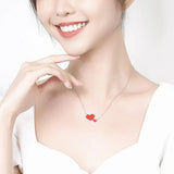 S925 Sterling Silver Red Heart Pendant Necklace for Her