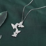 Butterfly Dangle Pendant 925 Silver Necklace for Women