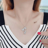 Butterfly Dangle Pendant 925 Silver Necklace for Women