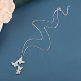 Butterfly Dangle Pendant 925 Silver Necklace for Women