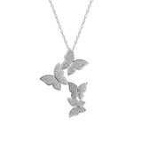 Butterfly Dangle Pendant 925 Silver Necklace for Women