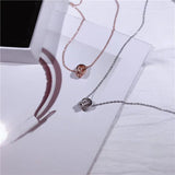 Double Zircon Circles Pendant 925 Sterling Silver Necklace