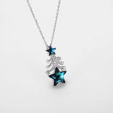 Women Necklace 925 Silver Crystal Stars Zircon Christmas Tree Pendant