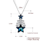 Women Necklace 925 Silver Crystal Stars Zircon Christmas Tree Pendant
