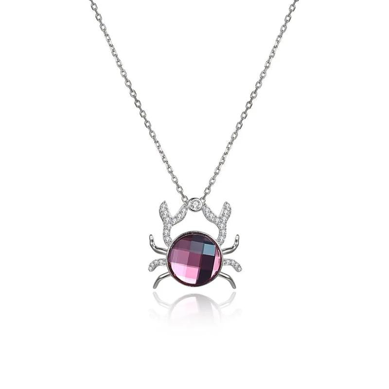 925 Silver Crystal Crab Pendant Lady Necklace