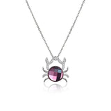 925 Silver Crystal Crab Pendant Lady Necklace
