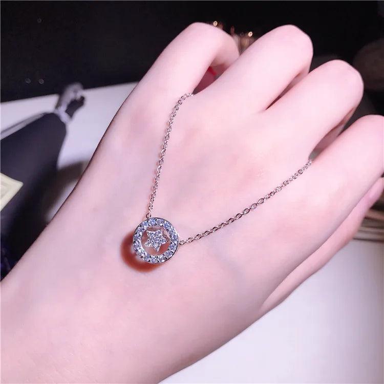 Women 925 Silver Necklace with Zircon Pendant