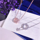Women 925 Silver Necklace with Zircon Pendant