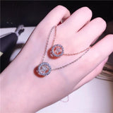 Women 925 Silver Necklace with Zircon Pendant