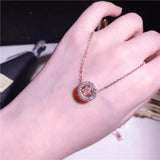 Women 925 Silver Necklace with Zircon Pendant