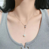 Pin Shape Pendant Real 925 Sterling Silver Women Necklace