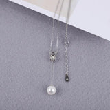 Pin Shape Pendant Real 925 Sterling Silver Women Necklace
