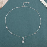 925 Silver Women Pendant Choker Necklace
