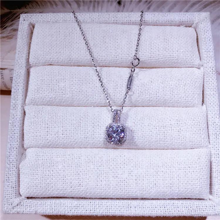Sparkling CZ Pendant 925 Sterling Silver Women Necklace