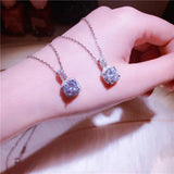 Sparkling CZ Pendant 925 Sterling Silver Women Necklace