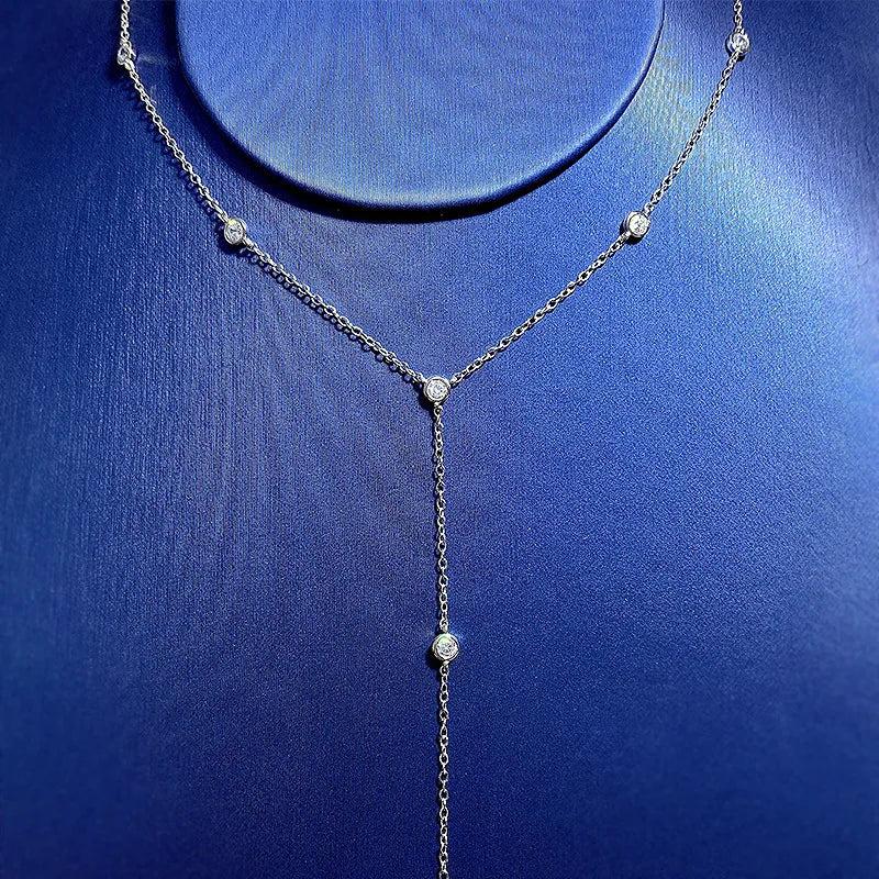 18K Plated 925 Silver Lab Sapphire Diamond Pendant Necklace