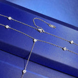 18K Plated 925 Silver Lab Sapphire Diamond Pendant Necklace