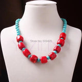 Tibetan Style Coral Turquoise Ball Necklace
