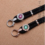 925 Silver Plum Subsection Jade Rope Lanyard Strap