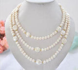 Long 7-8 South Sea Pearl Coin Necklace 50 Inch