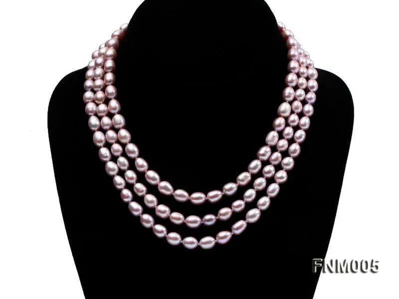 Lavender Pearl Necklace 7-8mm 3-Strand