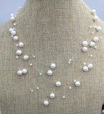 Unique Pearls Jewelry Wedding illusion Necklace