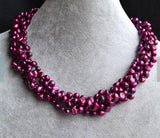 Freshwater Pearl Necklace 4 rows Baroque Amaranth 7mm Bridesmaid Jewelry