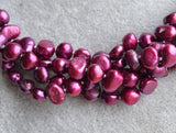Freshwater Pearl Necklace 4 rows Baroque Amaranth 7mm Bridesmaid Jewelry