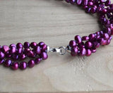 Freshwater Pearl Necklace 4 rows Baroque Amaranth 7mm Bridesmaid Jewelry