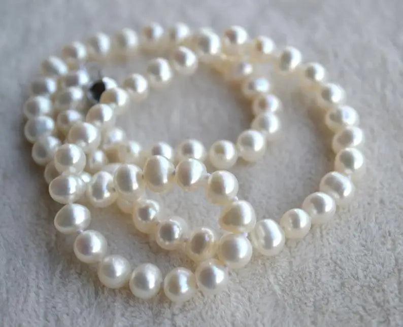Elegant White Freshwater Pearl Necklace 18inches