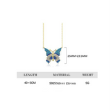 925 Silver Turquoise Butterfly Pendant Clavicle Necklace for Women