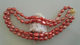 Double Rows Red Purple Freshwater Pearl Necklace 8-9mm