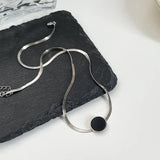 925 Silver Blade Chain Choker Necklaces Round Tag Short Chokers