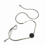 925 Silver Blade Chain Choker Necklaces Round Tag Short Chokers