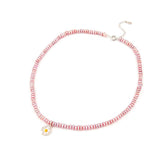 Purple Pink Choker Necklace Real Pearl 925 Sterling Silver Daisy Pendant