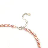 Purple Pink Choker Necklace Real Pearl 925 Sterling Silver Daisy Pendant