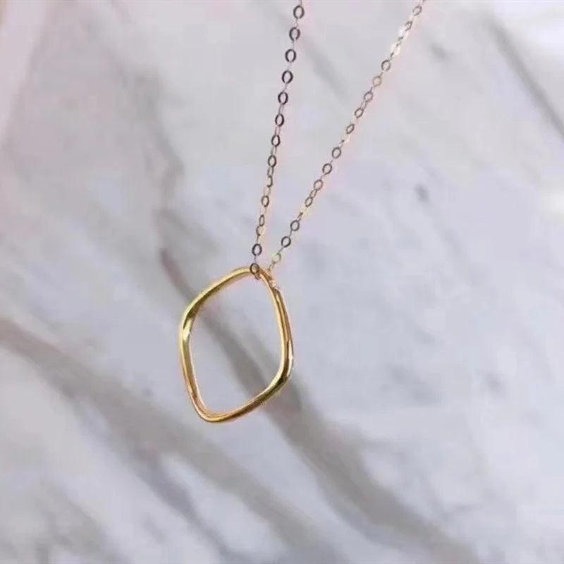 Square Ring Circle Pendant Necklace Women Wedding Necklace Chain