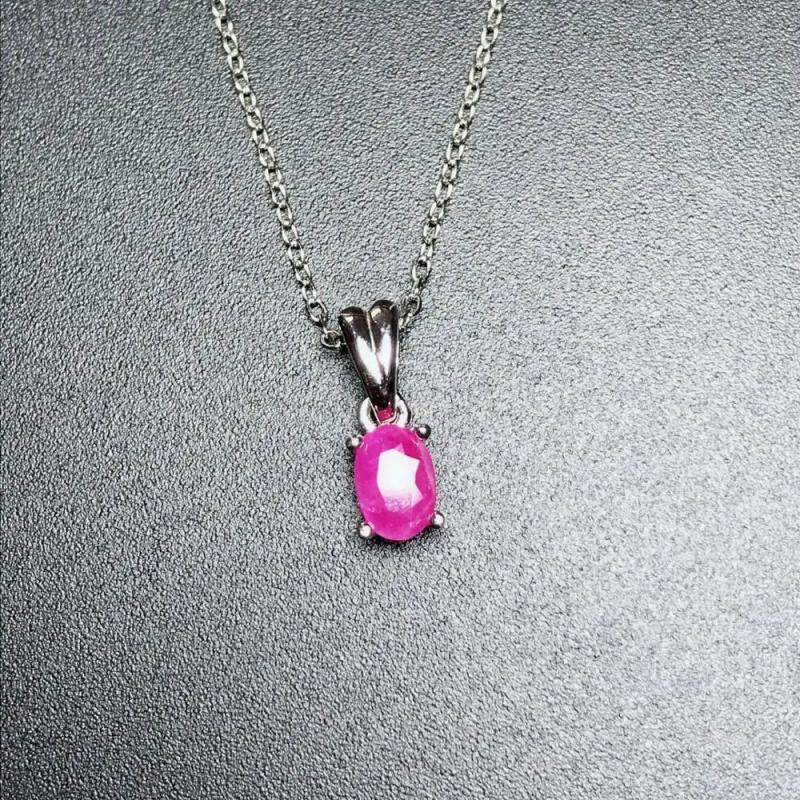 Natural Ruby 925 Silver Women's Pendant
