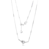 Sparkling Wishbone Heart Necklace 925 Sterling Silver Jewelry